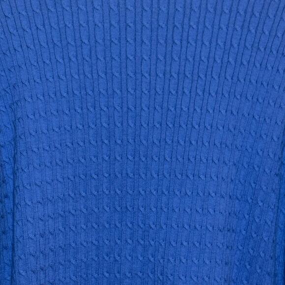 Lands End Plus Size 3X 100% Supima Cotton Royal Blue Cable Knit Cardigan Sweater - Picture 6 of 8